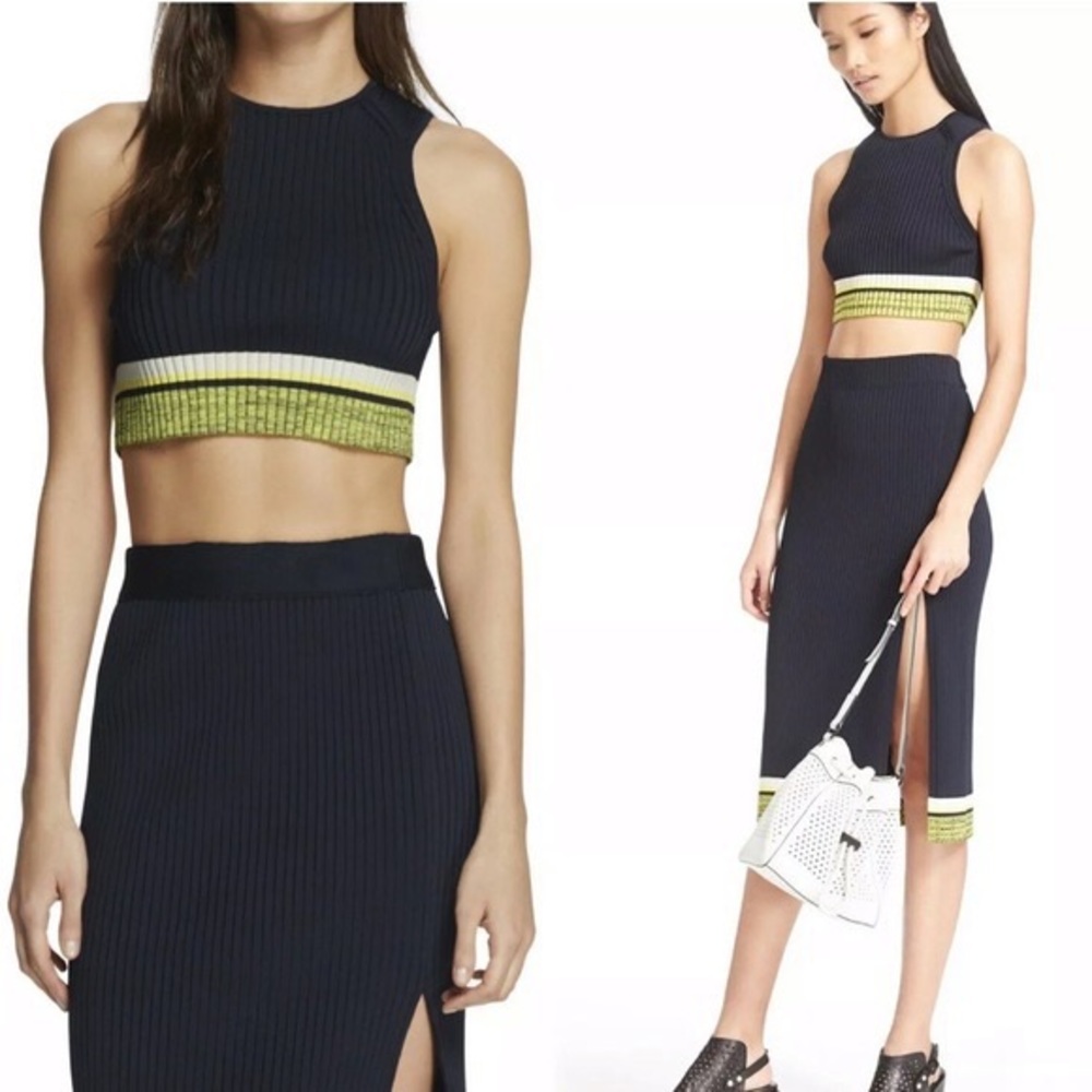 Rag and Bone Sheridan Ribbed Sleeveless Skirt Set in Dark Blue
